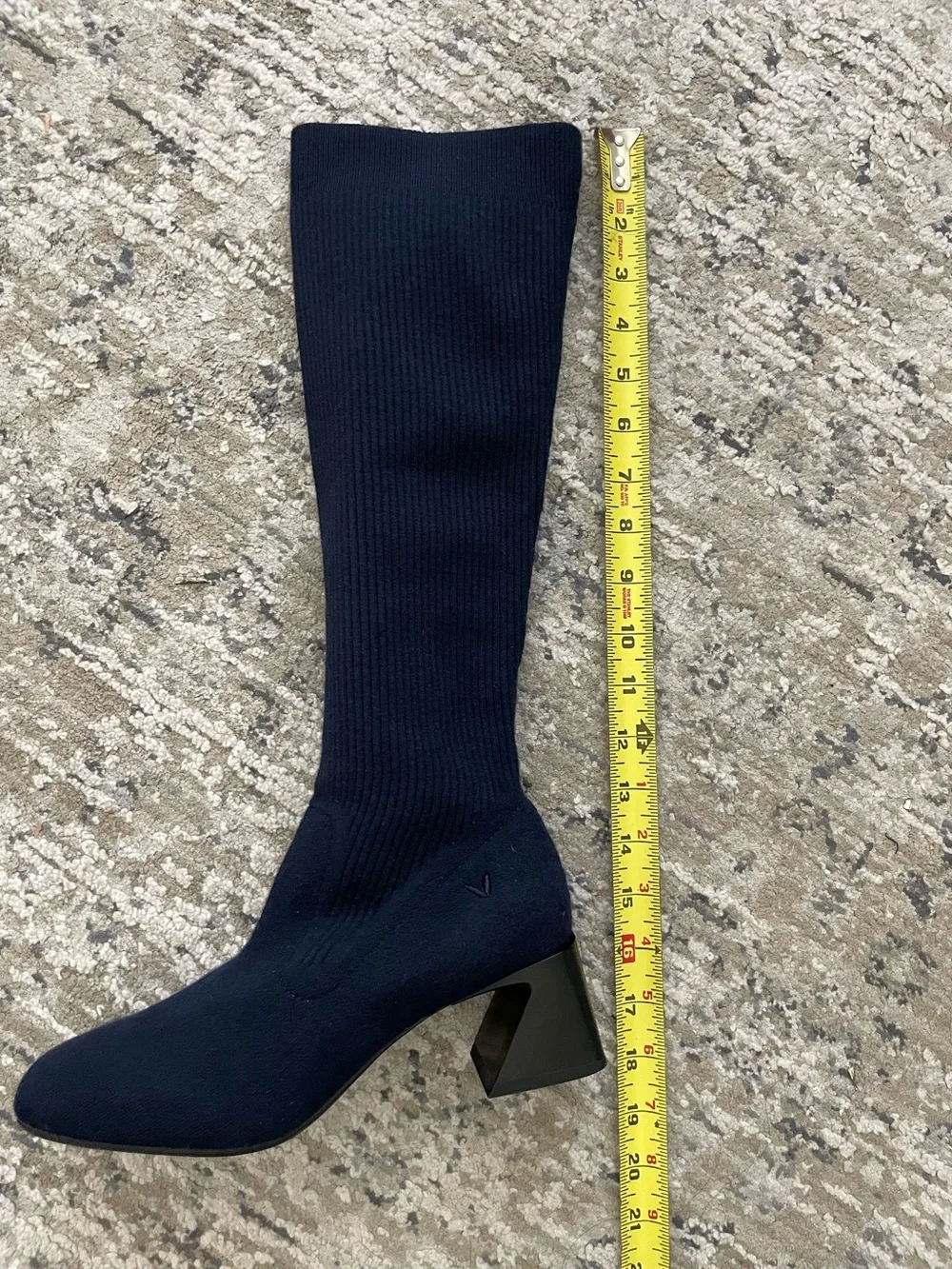Vivaia Rebecca Tall Heeled Boots Knee High Navy Blue Wool Size 7 - 7.5